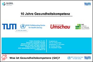 Präsentation von Dr. Alexandra Fretian, wissenschaftliche Mitarbeiterin der Professur Health Literacy und am WHO Kollaborationszentrum für Gesundheitskompetenz an der Technischen Universität München (PDF)